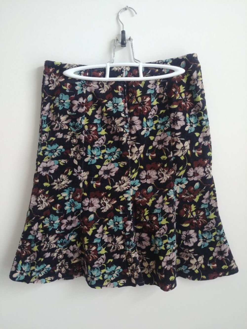 Vintage United Colors of Benetton corduroy flower trumpet skirt approx Medium - Picture 4 of 14